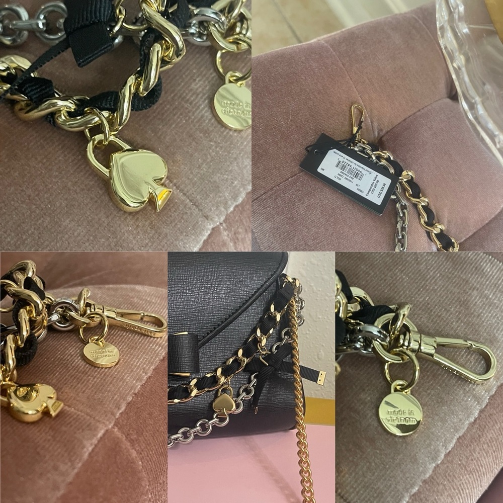 Kate Spade  Mixed Metal swag bag charm handle Chain Strap Accessory KM589 - Picture 7 of 16